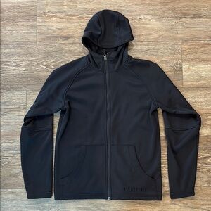 Burton Men's Size S Hoodie Jacket Full Zip Black on Black Logo Hidden Pocket